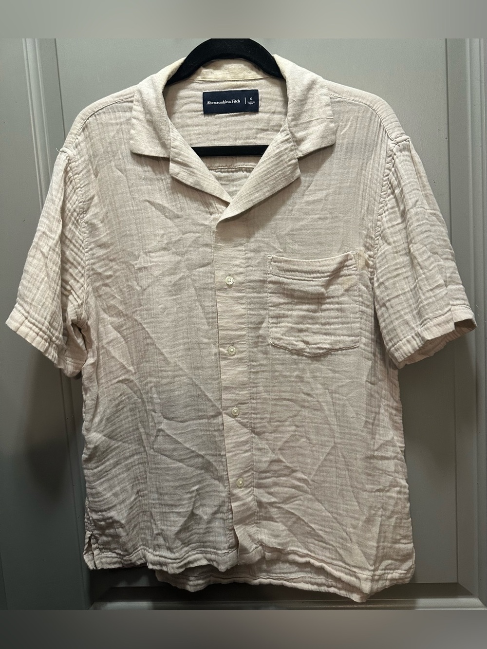 Abercrombie & Fitch Size S Beige Cotton Button Down Shirt EUC